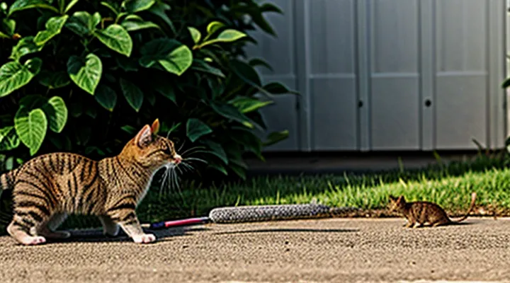 Cat Catches a Mouse: Typical Hunting Behavior