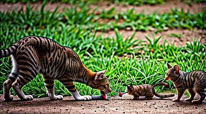 Cat Eats a Mouse: Natural Predator Feeding