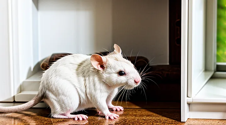 Domestic Rat: Photo of a White Rat in a Cozy Corner