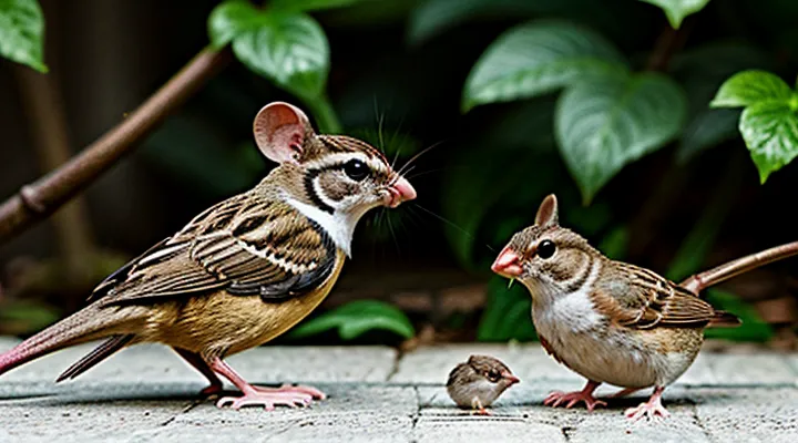 Mouse and Sparrow: Interaction of Two Small Creatures