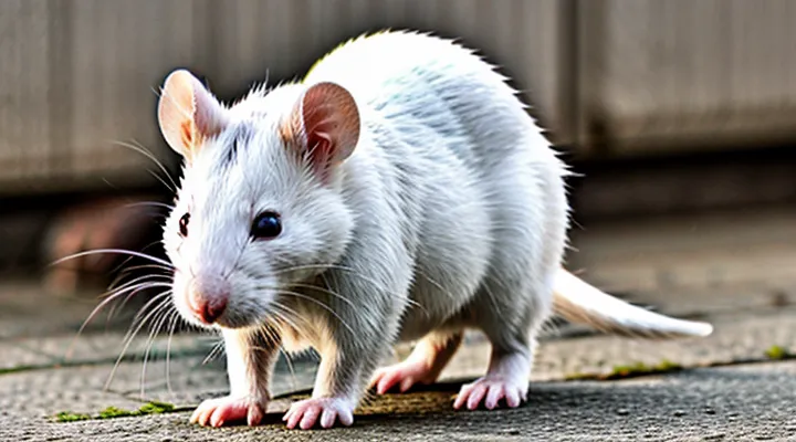 Photo of a white rat with red eyes