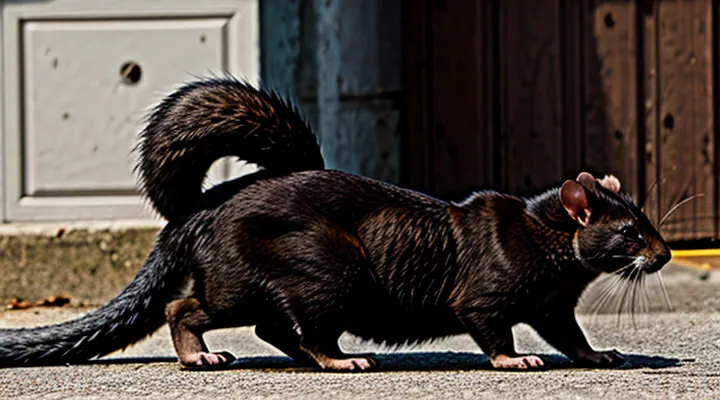 Predatory Mammal with a Fluffy Tail Resembling a Large Rat
