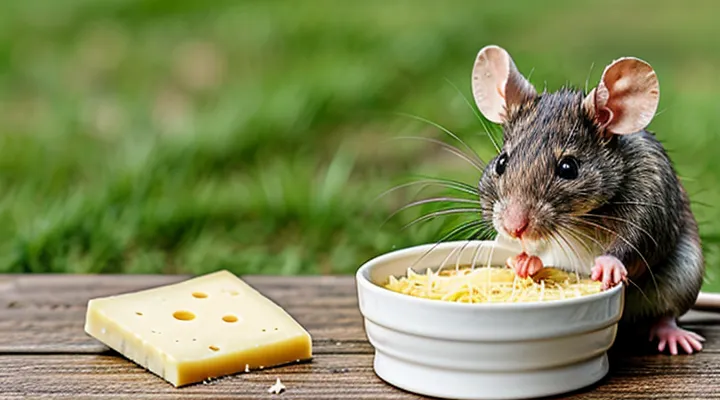 Rat with cheese: a funny picture